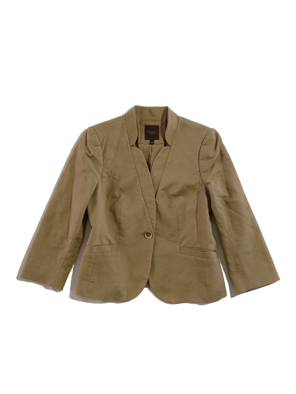 The Limited Collection Blazer Womens Size S Tan One Button ¾ Sleeve